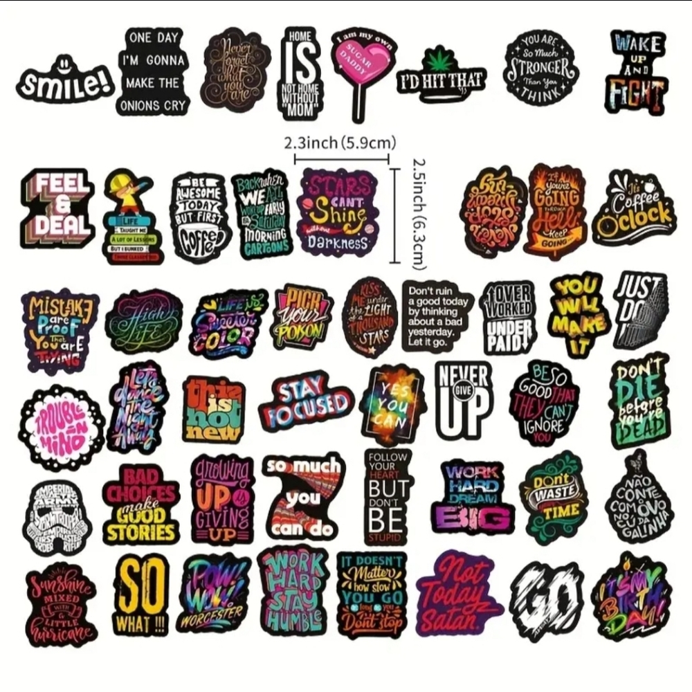 50 Stickers | No Repeats | Glossy Finish | Durable | Waterproof | Reusable - Picture 4 of 12